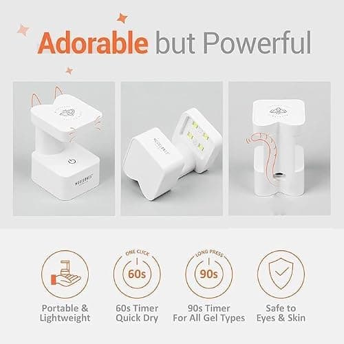 UV Nail Light, Modelones Innovative UV Led Nail Lamp, Mini Gel Nails Lamp for Gel Polish, Quickly-Dry Cure Nails Lamp, Nail Dryer for Travel Manicure, UV Light for Nails Extension System, White thumbnail 2