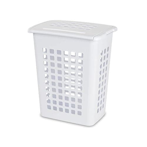 Sterilite 4-Pack LiftTop, Laundry Hamper for Clothes, Tall and Rectangular Plastic Basket with Lid, White - Large and Portable Storage Bin for Clothing and Towels - Ideal for Bathroom and Bedroom - Image 1