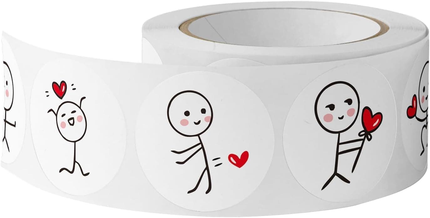 1000pcs Watercolor Thank You Stickers, Round Thank You Adhesive Sticker for Small Business Wedding Supplies Packing Stickers Gift Wrap (2, Cute Cartoon Heart Stickers) thumbnail 2