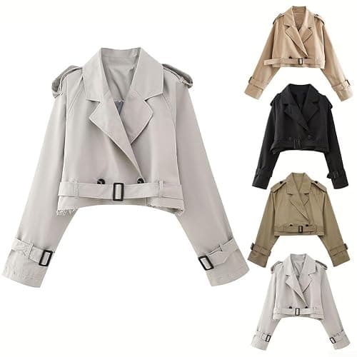 Belnotelt Vêtement d'extérieur court à manches longues pour femme, convient pour le printemps et l'automne thumbnail 5