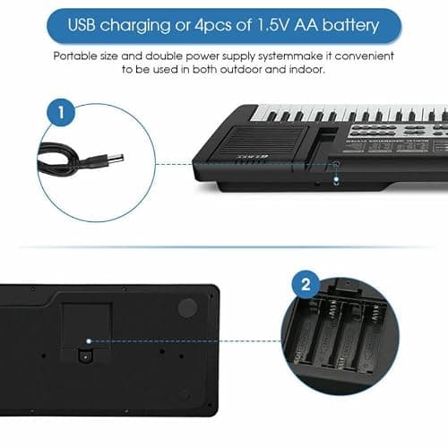 61 Keys Piano Keyboard, Electronic Keyboard Piano with Built-In Speaker Microphone, Portable Keyboard Gift Teaching for Beginners, Digital Music Keyboard Piano, Birthday Gift for Children thumbnail 4