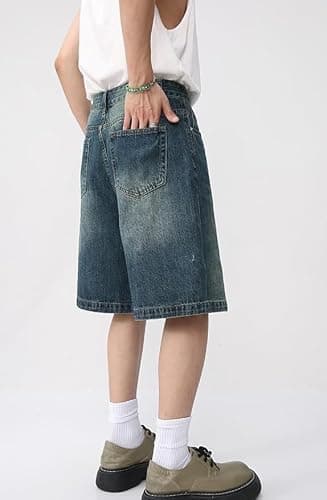 CUTEGAL Unisex Jorts Women Mid Rise Denim Shorts Wide Leg Baggy Jeans Men Casual Streetwear Y2k Pants thumbnail 6