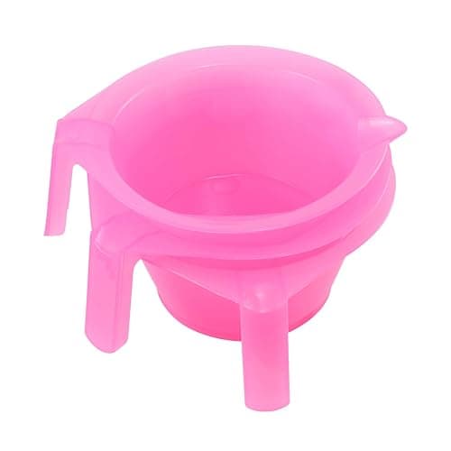 KALLORY Hair Color Mixing Bowl, 3pcs Plastic Hair Dye Bowl with Handle Color Mixing Tint Bowl Hair Color Mixing Tool for Salon Hairdressing, Pink - Image 1