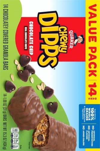 Quaker Chewy Dipps Granola Bars Chocolate Chip, 1.09 oz, 14 Ct thumbnail 5