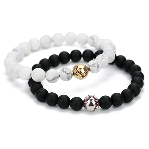 Soccer Bracelet Soccer gifts Lava Stone/White Howlite Beaded Bracelet Sports Jewelry for Girls Boy Gift thumbnail 2