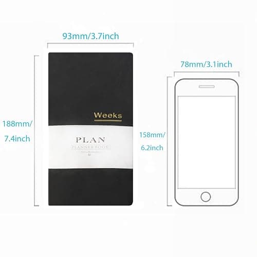 Fromthenon PU Leather Weekly Plan Portable Planner Year Month Week Mini Slim Notebook Journal Schedule For Traveler Student Office (Black) thumbnail 2