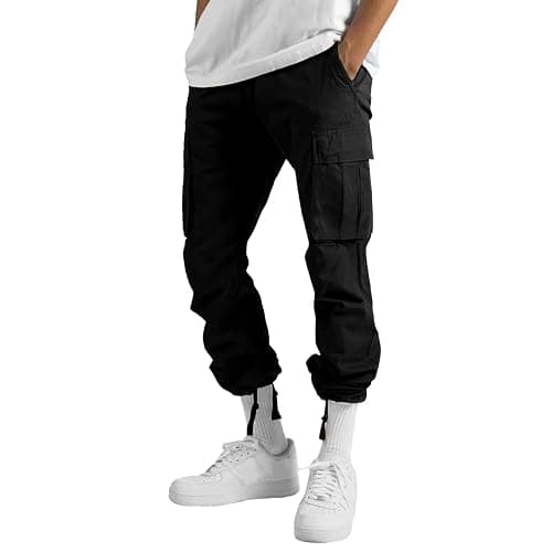 THWEI Mens Cargo Pants Casual Joggers Athletic Pants Cotton Loose Straight Sweatpants thumbnail 3