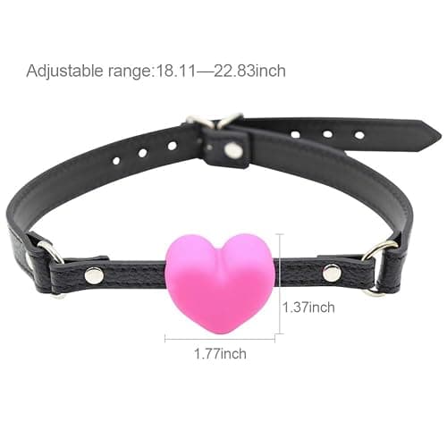 Silicone Mouth Gag, Heart Shaped Muzzle Adjustable Bondage Leather Strap On SM Adult Sex Toy for Couple Lover thumbnail 6