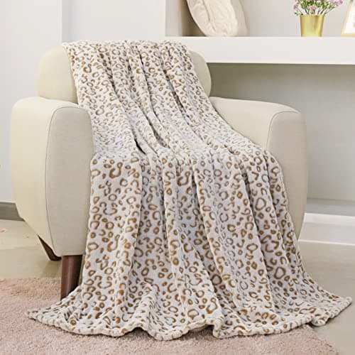 FY FIBER HOUSE Cheetah Print Blanket Flannel Fleece Throw Blanket with 3D Leopard Print, 50"X60", Brown thumbnail 2