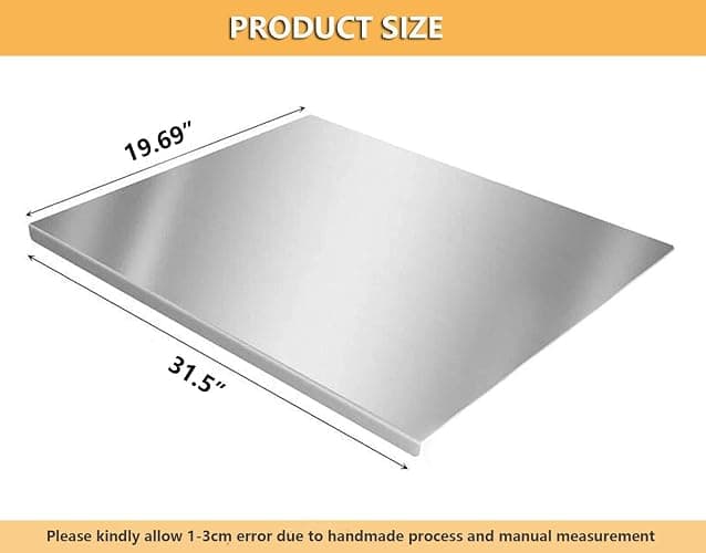 Stainless Steel Cutting Board with Lip, Extra Large Stove Top Chopping Board Pastry Board Kneading Board Noodle Boards 32”x 20” with Rolling Pin thumbnail 6
