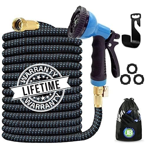 J&B XpandaHose 100ft Expandable Garden Hose – Ultra-Strong 3750D, 4-Layer Latex Core, Brass 3/4" Connectors, 10-Pattern Nozzle & Storage Bag – Lightweight, Kink-Reducing, Leak-Resistant thumbnail 3