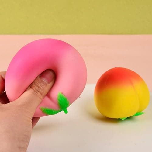 Peach Squishies, Peachs Fruit Slow Rising Soft Toy, Realistic Peach Shaped Fruit Squeeze Balls, Flexible Fidget Toys Decompression Gift for Adults Kids thumbnail 2