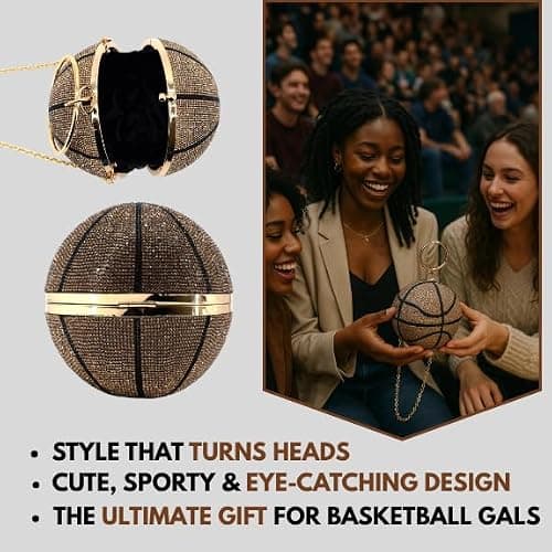 Like Dreams Rhinestone Sports Purse | Round Shaped Crossbody Bag for Women | Game Day Costume Purse Ball Clutch thumbnail 5