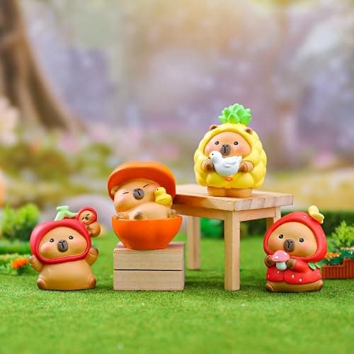Capybara Action Figure,Cute Brown Capybara Theme Mystery Bag Random Design Surprise Bag Mysterious Collectible Home Decorations,Desk Accessories Holiday Birthday Gifts -Fruit (Single Box) thumbnail 5