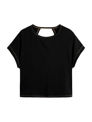 RoseSeek Women's 3 Packs Open Back Tops T Shirt Criss Cross Cut Out Tee Short Sleeve Crewneck Summer Backless Tops thumbnail 5