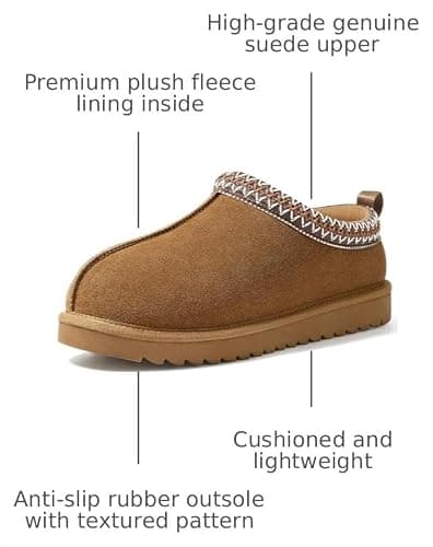 Evshine Women’s Genuine Suede Slippers, Fuzzy House Shoes Indoor Outdoor | Great Gift for Winter Comfort with Warm Plush Fleece Lining thumbnail 3