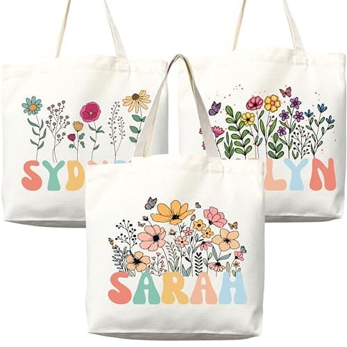 Personalized Custom Name Tote Bag - Custom Tote Shopper - Premium Durable Canvas, Reusable, Eco-Friendly- Ideal Gift for Women, Bridesmaids, Teachers, Nurses - Customizable (Medium Bag) - Image 1