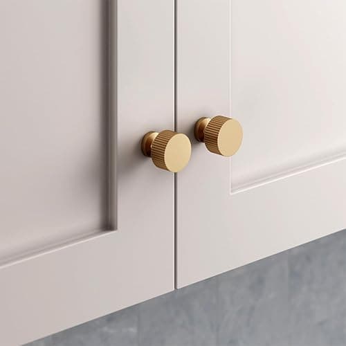 RZDEAL 6pcs Solid Brass Cabinet Knobs Pulls - Gold Modern Handles (1"x1"/25mmx25mm), Brushed Brass Finish - 6 - 1 Inch thumbnail 8