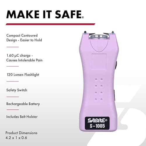 SABRE Pepper Spray & 2-in-1 Stun Gun with Flashlight, Self Defense Kit, Fast Flip Top Safety, Finger Grip for Better & Faster Aim, Painful 1.60 µC Charge, 120 Lumen LED Light, Rechargeable, 0.54 fl oz thumbnail 3