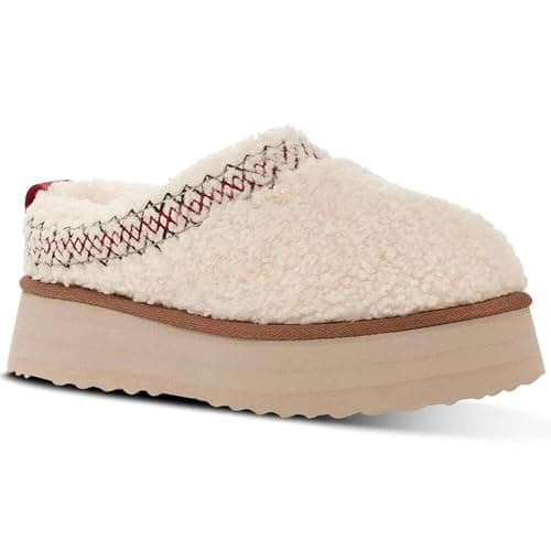 Women's Fuzzy Platform Slippers Boots Braid Slippers with Plush Fleece Lining Comfy Soft Non-Slip House Shoes for Indoor and Outdoor - Image 1