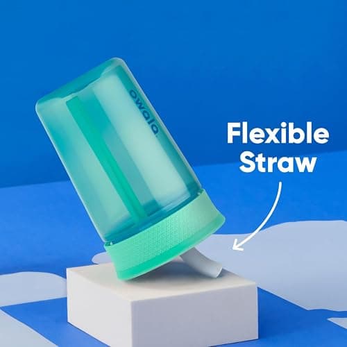Owala Kids Insulation BPA-Free Plastic Tumbler with Spill Resistant Flexible Straw, Easy to Clean, Kids Water Bottle, Great for Travel, Dishwasher Safe, 15 Oz, Teal and Aqua (The Blues) thumbnail 3