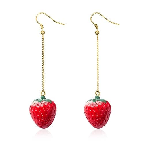 Cute Strawberry Earrings for Women-3D Acrylic Strawberry Drop Dangle Earring Costume Accessories Halloween Christmas Party Jewelry - Image 1