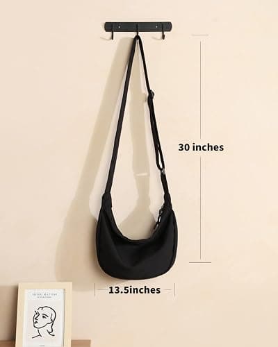 Crossbody Sling Bag for Women Men Trendy, Crescent Bag with Adjustable Strap, 2 Zippers Lightweight thumbnail 9
