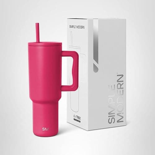 Simple Modern 40 oz Trek Tumbler with Handle and Straw Lid | Cup Holder Friendly Insulated Stainless Steel Travel Mug | Berry Twist thumbnail 10