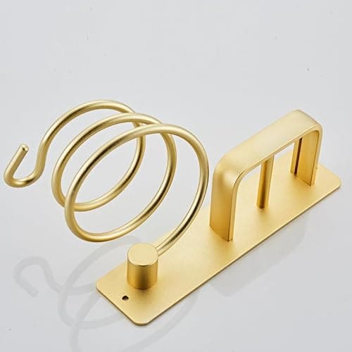YUET Hair Dryer Holder Hairdryer Straightener Station Wall Mounted Spiral Shelf Bracket Stand Hanger Organizer Blow Storage with Cable Tidy Rack for Dressing Table Bathroom Professional Gold Brass - Gold thumbnail 8