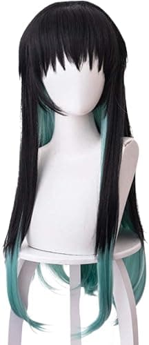 Black Blue Long Straight Hair for Women Halloween Conventions Cos Anime Party Heat Resistant Synthetic Fabric Costume Hairs thumbnail 2