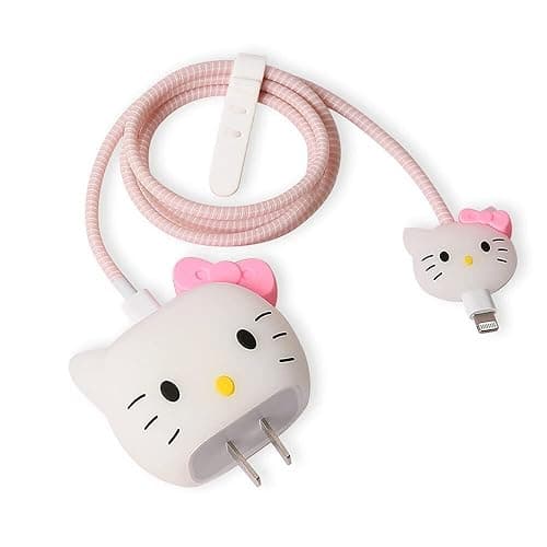 MTYXYTM 3D Cute Cartoon Series Fast Charger Protector for iPhone 18W 20W iPhone 14 13 12 11 Pro Max Fast Charging Cable Charger Head Cover Cable Accessory Data Cable Protective Sleeve, No.01(4in1) - Cartoon 01(4 in 1)