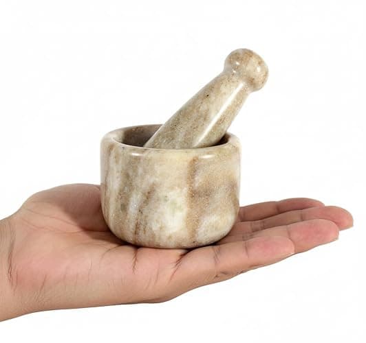 KLEO 2.5” Natural Stone Mortar and Pestle Set – Heavy Duty Spice & Herb Grinder, Guacamole Masher,Non-Porous, Odor Resistant – Garlic Crusher, Seed Grinder, Kitchen Tools thumbnail 4