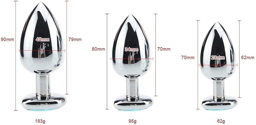 3Pcs Anal Plug Sex Toys, Metal Anal Butt Plugs Training Kit with Heart-Shaped Jewelry Base Adult Sex Toys & Games for Women Men Couples Beginners Large/Medium/Small,Red thumbnail 2