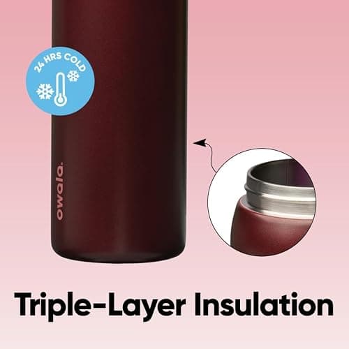 Owala FreeSip Insulated Stainless Steel Water Bottle with Straw, BPA-Free Sports Water Bottle, Great for Travel, 32 Oz, Black Cherry thumbnail 6