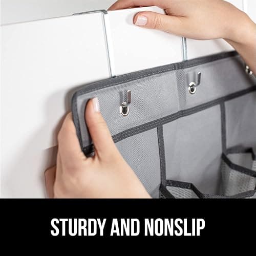 GORILLA GRIP Over the Door Shoe Organizer, 24 Large Breathable Mesh Pockets, Space Saving Hanging Storage Holder, Closet Rack Hanger Holds Up to 40 lbs, Hangs on Closets for Shoes, Accessories, Gray thumbnail 5