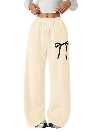 Verdusa Girl's Bowknot Baggy Sweatpants Lightweight Straight Leg Athletic Pants with Pockets - Image 1