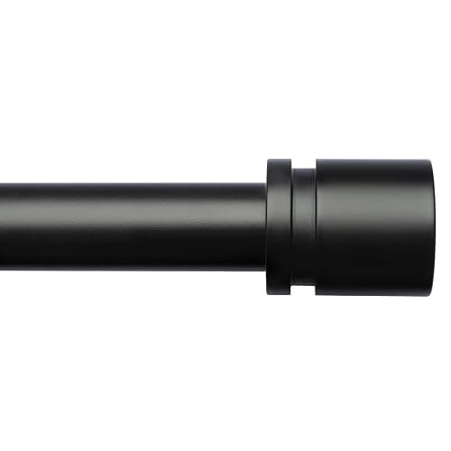 Byondeth Curtain Rods for Windows 16 to 144 Inches Adjustable Length 1 Inch Diameter Window Curtain Rod with Aluminium Finials, Black - Image 1