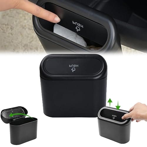 Mini Auto Dustbin Garbage Organizer, Car Trash Can with Lid, Car Garbage Trash Can Storage for Front Back Seat Accessories (1PCS) - Image 1