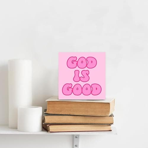 Pink Christian Sign Decor God Is Good Wood Block Sign Religious Preppy Teen Girls Room Dorm Bedroom Decor thumbnail 6