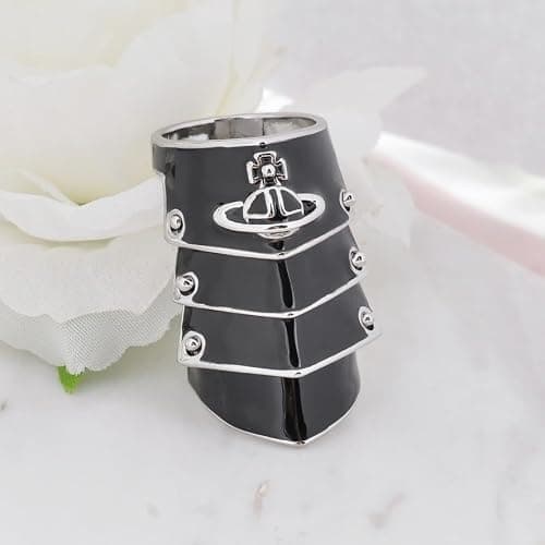 ZHAOZHAO Colorful Four Sections Armor Ring of Saturn for Women - Colorful Enamel Armor Saturn thumbnail 4