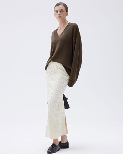 SUUKSESS Women Cashmere Oversized V Neck Pullover Sweaters Long Sleeve Jumpers thumbnail 3