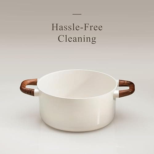 CAROTE 5QT Nonstick Stock Pot with Lid, 5 Quart Casserole with Ladle, Even Heating Stockpot, Fits All Stoves, Non Stick Big Cooking Pots PFOA Free, White thumbnail 5