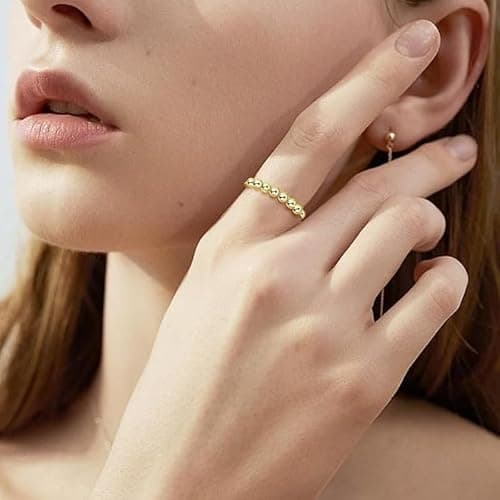 Bague Anti Stress Femme en Argent Sterling 925 Avec Perles Bague D'Anxiete Réglable Fidget Ring Bague Tournante Femme 925 Anxiété Fidget pour Femme Taille Réglable Bague Anti-Anxiété thumbnail 6