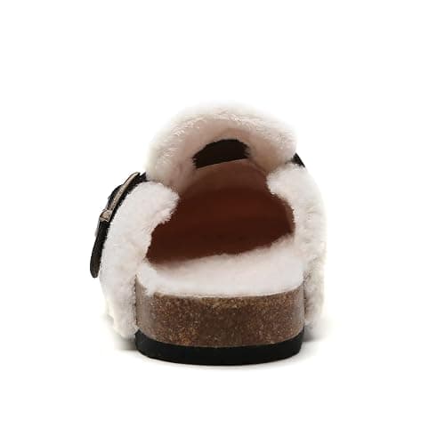 Tilocow Women's Suede Clogs Comfortable Fuzzy Cork Footbed Mules Slip On Winter Clogs thumbnail 5