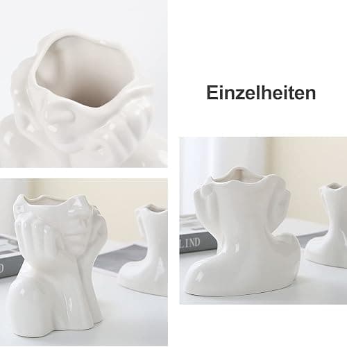 CEMABT Gesicht vase, Blume Dekor, Keramik Körper Weibliche Form, Ideale Regal, Moderne Bauernhaus Tisch, Kleine nette Bücherregal Halbgesicht (Stil-C) thumbnail 6