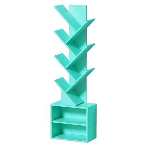 SHEEPAM 10 Tier Tree Bookshelf,Floor Standing Wood Tall Bookcase for Narrow Space, Storage Organizer Bookshelves for Books, Book Case for CDs/Movies/Books,Home Office,Living Room, Bedroom thumbnail 9