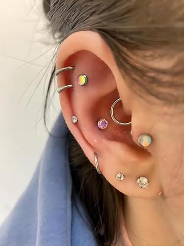 AVYRING 2 Stück Ohrloch Stecher Set und Zubehör Surgical Steel Einweg-Ohrlochpistole für Damen & Herren, Schmerzarme Piercing Pistole, Selbst-Piercing Set Ohrstecker, Silber Gold thumbnail 8