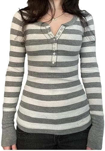 Long Sleeve Grunge T Shirts Y2k Gothic Graphic Tops Women Teen Girls Tees - Image 1