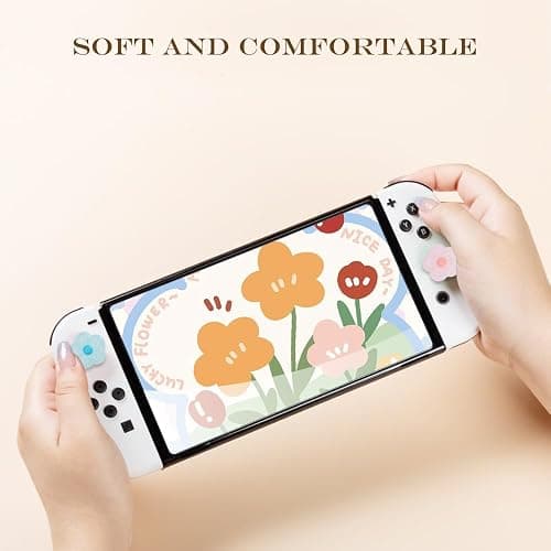 PERFECTSIGHT Cute Glitter Flower Thumb Grip Caps Compatible with Nintendo Switch/OLED/Switch Lite Console, Button Cover for NS Joycon Controller, 6PCS Kawaii Joystick Cap Flower thumbnail 4