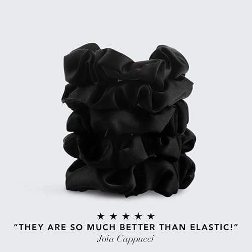 Kitsch Satin Scrunchies for Women – No Crease Hair Ties – Soft Satin Hair Scrunchies for Girls – Frizz Free, Gentle, Stylish Hair Accessories | Ideal Gifts for Women – Black, 5 pcs thumbnail 9
